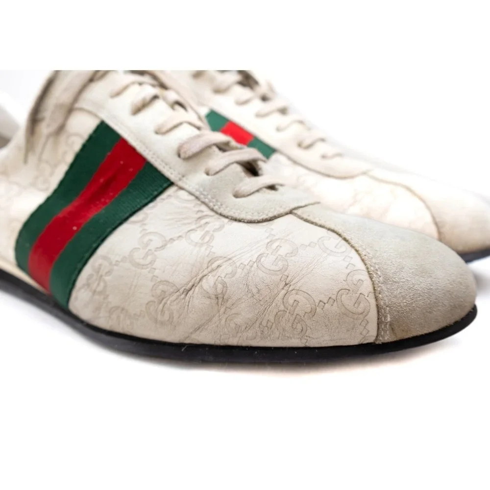 VTG Gucci Sneakers Men's Size US 10.5 Low Top Leather Suede GG Logo